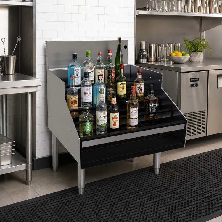Product image #2 for Glastender Free-Standing 5-Step Stainless Steel Underbar Liquor Steps, 24 Inch W x 29 Inch D
