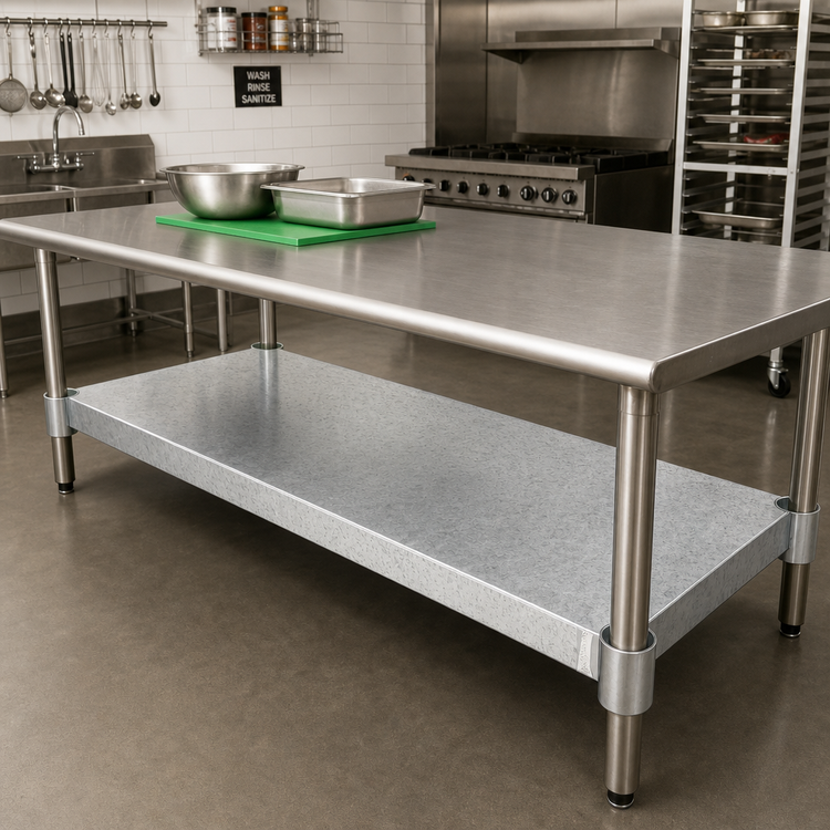 Product image #2 for BK Resources Galvanized Steel Undershelf for 60" x 36" Work Table
