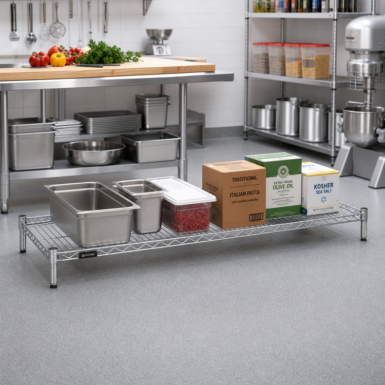 Product image #2 for Quantum 72"W x 36"D Chrome-Plated Wire Shelf, 600-800 lb Capacity