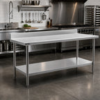 Thumbnail image #2 for Eagle Group Spec-Master T2484SEM-BS 84-Inch x 24-Inch Stainless Steel Work Table with Marine Edge, Backsplash and Adjustable Undershelf