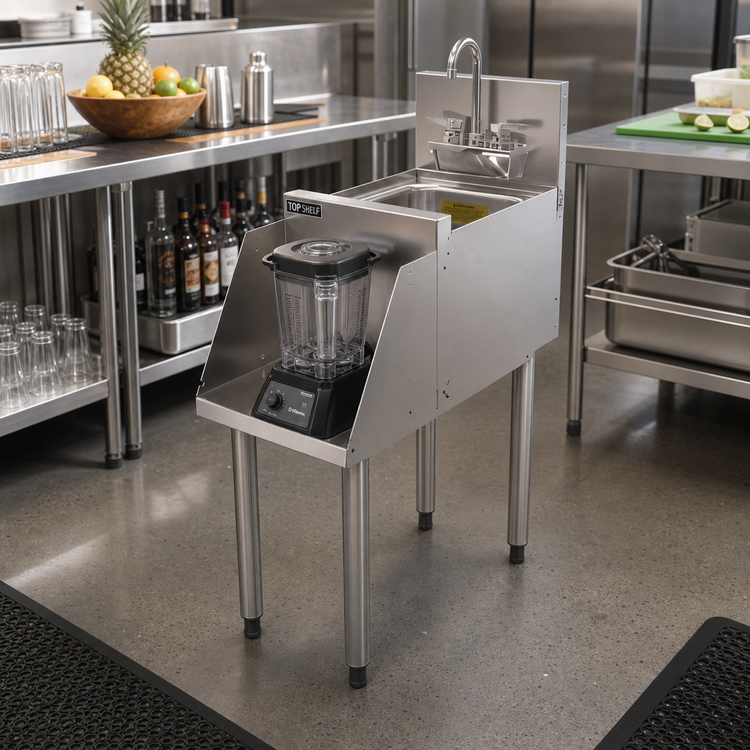 Product image #3 for Top Shelf TSF18BS 18-Inch Freestanding Stainless Steel Underbar Blender Station with Dump Sink