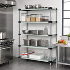 Thumbnail image #2 for Quantum WRS5-74-1460SS 5-Shelf Solid 304 Stainless Steel Shelving Starter Kit, 60"W x 14"D x 74"H, Stationary