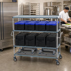 Thumbnail image #2 for Metro MetroMax Q CR247263-MQC4 4-Tier Mobile Shelving Cart, 72 x 24 Inches, Open-Grid Polymer Mats, Epoxy-Coated Steel, 5-Inch Casters