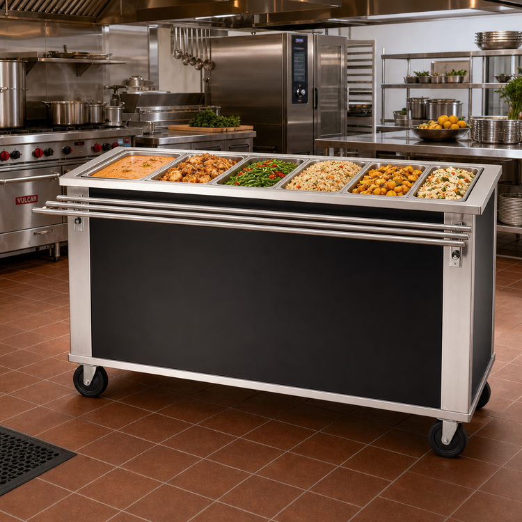 Product image #2 for DineXpress DXP6HF 6-Well Mobile Hot Food Counter, 88 Inches Long