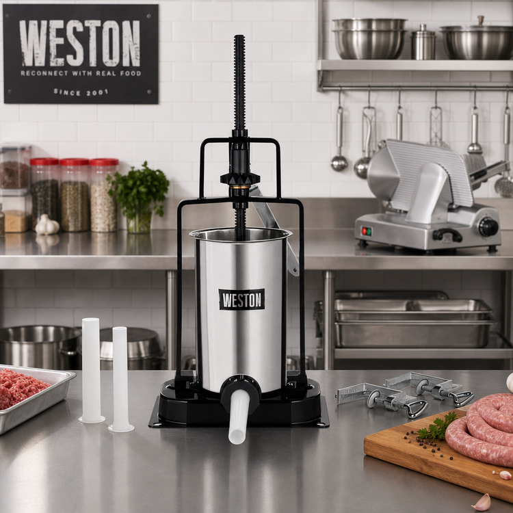 Product image #2 for Weston 5 lb. Vertical Manual Sausage Stuffer with Stainless Steel Canister