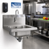 Thumbnail image #2 for Wall-Mounted 304 Stainless Steel Hand Sink with Splash-Mounted Gooseneck Faucet and Overflow Drain