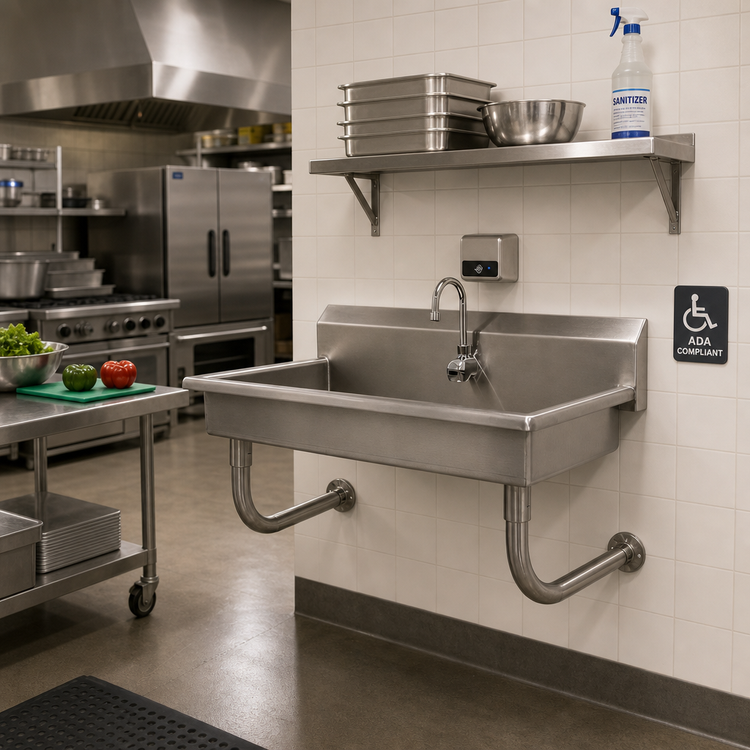 Product image #2 for Advance Tabco 40-Inch One-Station Wall-Mounted ADA Sink with Electronic Faucet