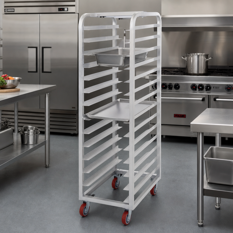 Product image #2 for Channel Lifetime Tough Universal Extra Heavy-Duty Aluminum Steam Table Pan Rack, 9-Pair Capacity, 36-Inch High
