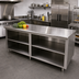 Thumbnail image #2 for 120-Inch x 36-Inch 304 Stainless Steel Work Table with Open Front Cabinet Base and Mid-Shelf