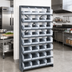 Thumbnail image #2 for Quantum Sloped Single-Sided Steel Pick Rack with 8 Shelves and 32 Clear Bins