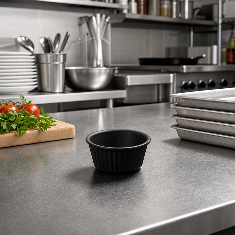 Product image #2 for American Metalcraft 3 oz Black Fluted Melamine Ramekin