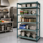 Thumbnail image #2 for Quantum WR86-2472WPM-5 5-Tier Stationary Wire Plastic Mat Shelving Unit, 72 x 24 x 86 Inches, Green