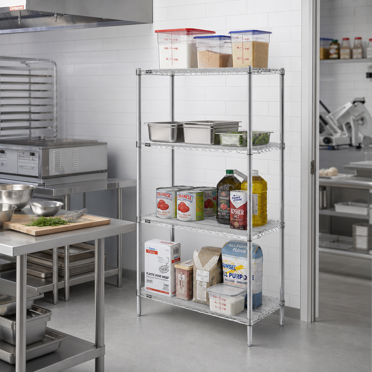 Product image #3 for Metro Super Erecta Metroseal 3 Stationary 4-Shelf Wire Shelving Starter Unit, 24"W x 21"D x 63"H