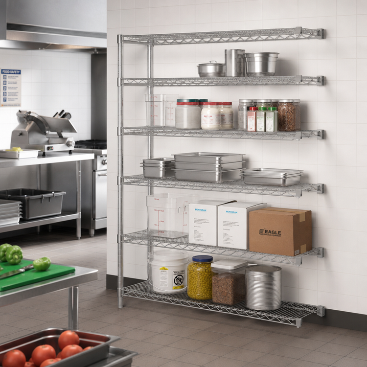 Product image #2 for Eagle Group 5-Tier Add-On Wire Shelving Unit, 72-Inch W x 21-Inch D x 74-Inch H, Stainless Steel Finish