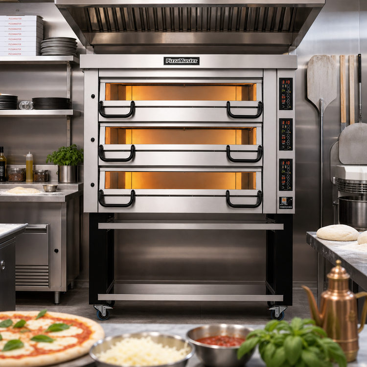Product image #2 for PizzaMaster PM 933ED Triple-Deck Electric Pizza Oven with Ceramic Clay Stones