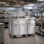 Thumbnail image #2 for Imperial (Middleby) IFSCB350EUT 3-Tank Electric Floor Fryer, 50 lb. Per Tank, Built-In Filter, Dump Station