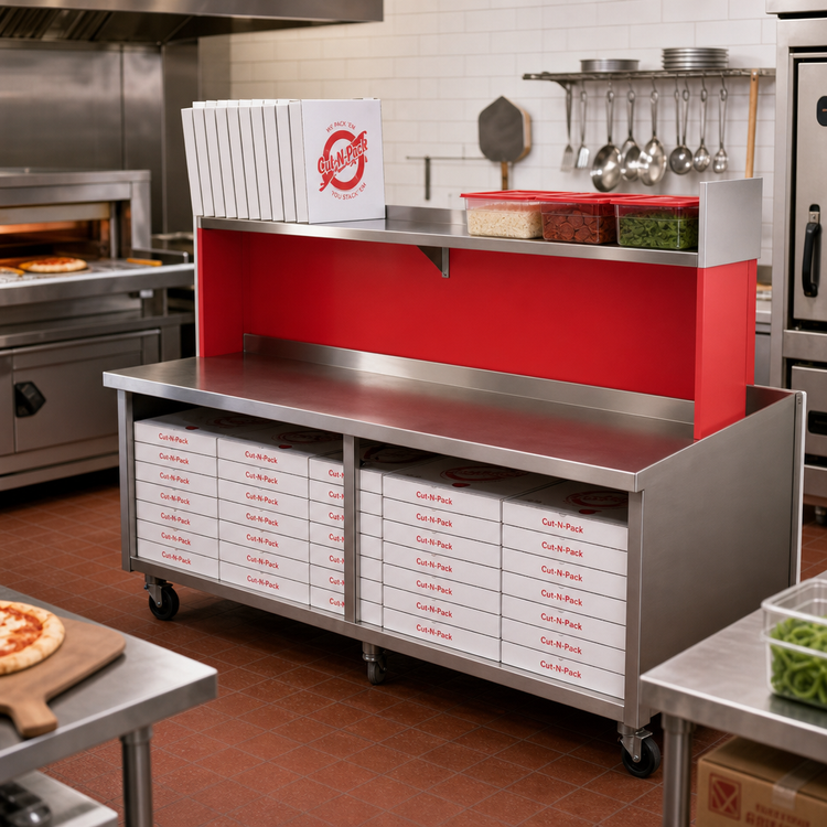 Product image #2 for Cut-N-Pack 72-Inch Pizza Prep Table with Full Base Storage and Divider Panel