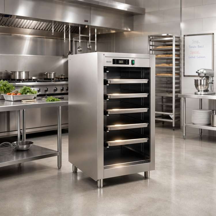 Product image #2 for Half-Size Doorless Pass-Through Heated Holding Cabinet with 5 Individually Heated Shelves