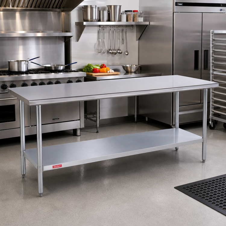 Product image #2 for Duke Stainless Steel Work Table with Galvanized Undershelf, 120-Inch Long x 36-Inch Deep
