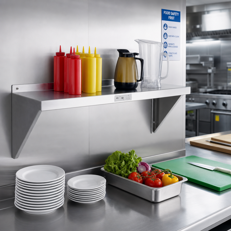 Product image #2 for New Age Heavy-Duty 60"W x 12"D Wall-Mounted Solid Aluminum Shelf, 12 Gauge