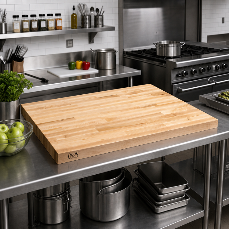 Product image #2 for Boos Block 24 x 25 Inch Kitchen Countertop, 1-1/2 Inch Thick, Blended Rails Edge Grain Northern Hard Rock Maple, Oil Finish