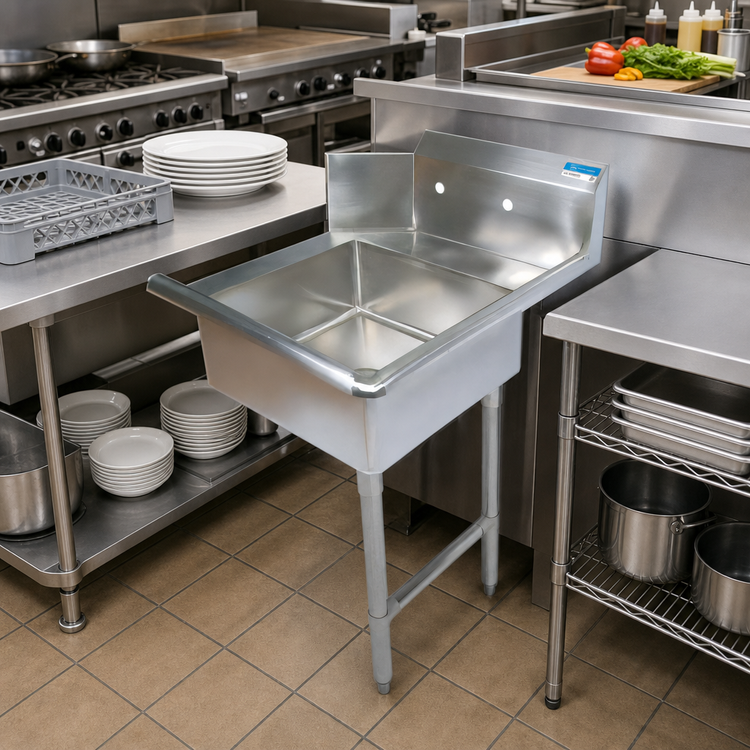 Product image #2 for BK Resources Straight Stainless Steel Soiled Dish Table, 26-Inch, Right-to-Left, with 20 x 20 x 8 Welded Bowl