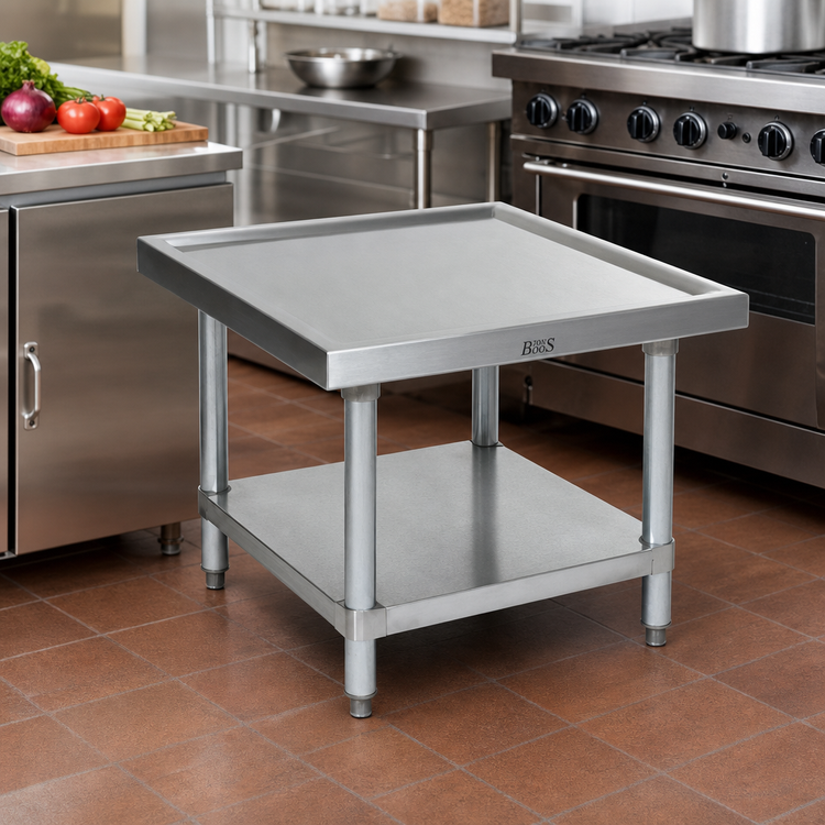 Product image #2 for John Boos Heavy-Duty Stainless Steel Machine Stand with Marine Edge and Adjustable Lower Shelf, 24 x 24 x 20-1/4 Inches
