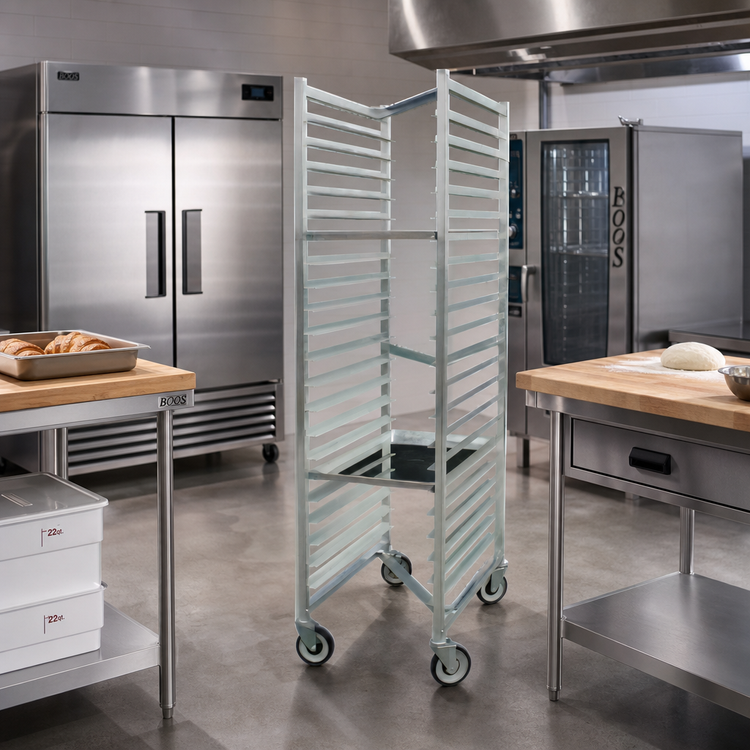 Product image #2 for John Boos Mobile Front-Load Nesting Aluminum Bun Pan Rack, 20-Pan Capacity