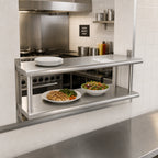Thumbnail image #2 for BK Resources PTS-1824-2 Double-Tier Wall-Mounted Pass-Through Shelf, 24 x 18 Inch, 304 Stainless Steel, 5-Inch Max Wall Thickness