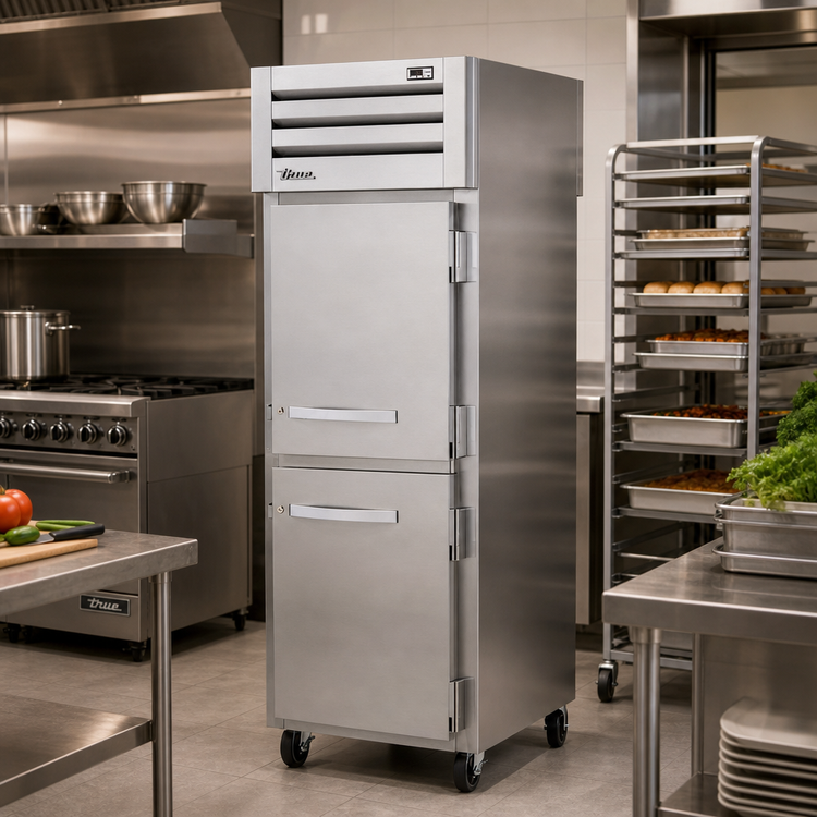 Product image #2 for True SPEC SERIES One-Section Pass-Thru Heated Holding Cabinet with Solid Front and Glass Rear Half Doors