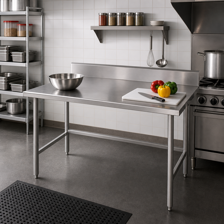 Product image #2 for Advance Tabco 48 in. x 36 in. 14-Gauge 304 Stainless Steel Backsplash Work Table