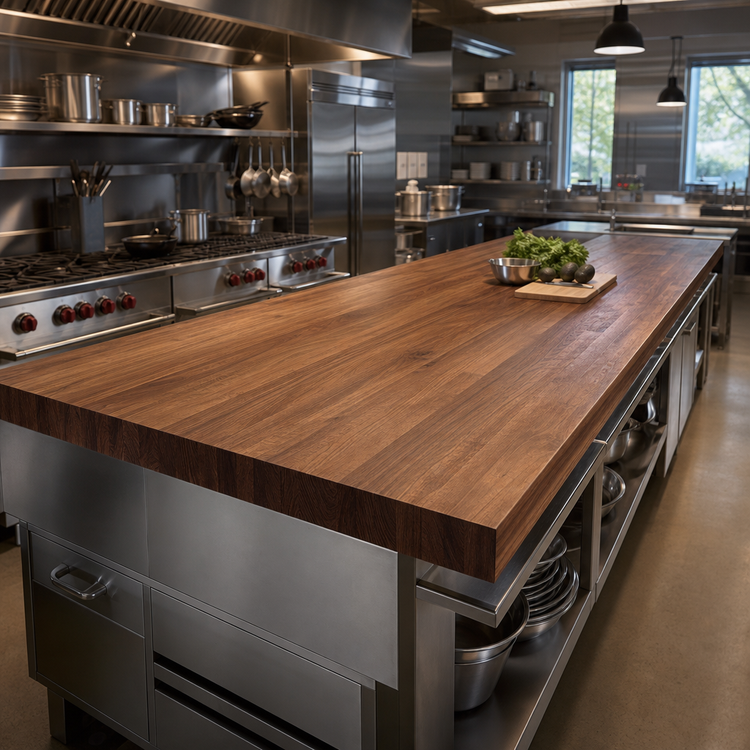 Product image #2 for John Boos Boos Block 120" x 48" American Black Walnut Edge Grain Kitchen Countertop, 2-1/4" Thick
