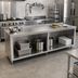 Thumbnail image #2 for John Boos 120 Inch x 24 Inch Modular Base Open Front Work Table with 14-Gauge Stainless Steel Top and 1-1/2 Inch Rear Riser