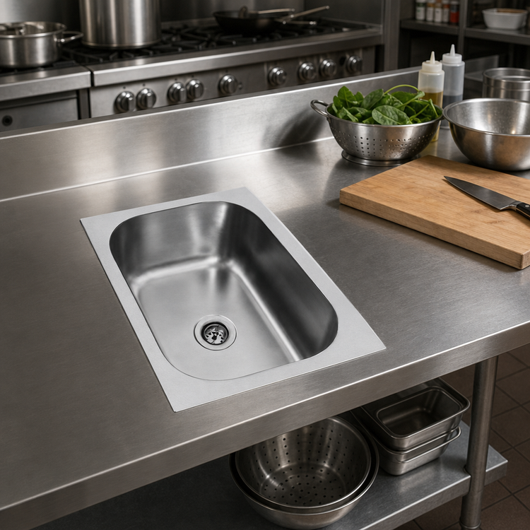 Product image #2 for Eagle Group One-Compartment Weld-In Sink with 10 x 14 x 9-1/2 Inch Bowl, 304 Stainless Steel