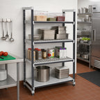 Thumbnail image #2 for Cambro Camshelving® Elements EXU246072VS4480 Stationary Polymer Shelving Starter Unit, Speckled Gray, 24 x 60 x 72 in., 4-Tier, 3 Vented + 1 Solid