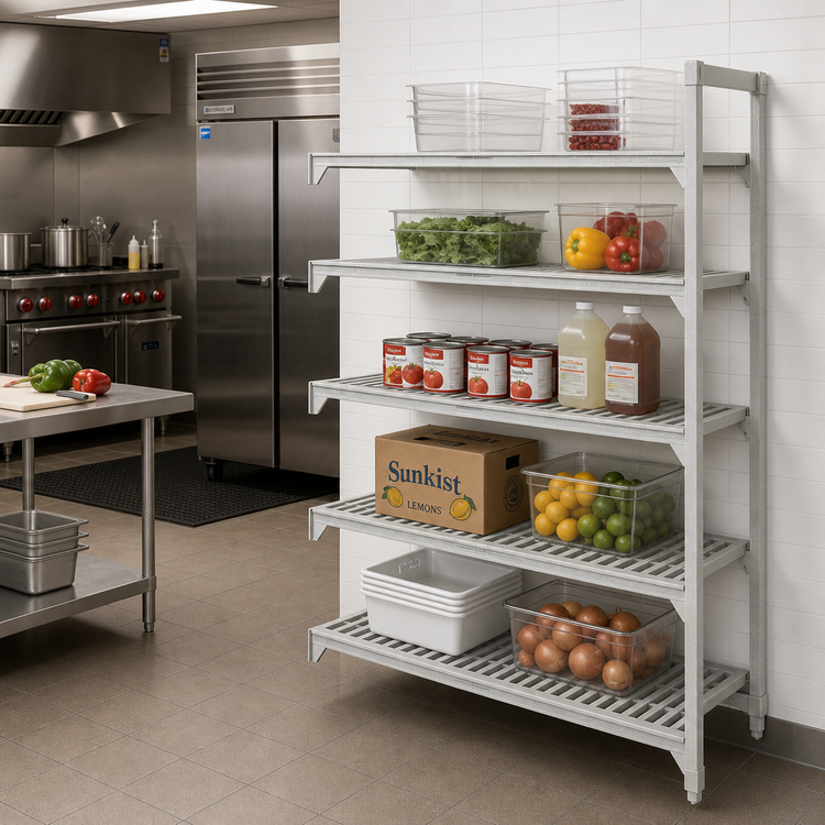 Product image #3 for Cambro Camshelving Premium 5-Tier Vented Polymer Add-On Shelving Unit, 21 x 42 x 72 Inches, Speckled Gray