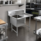 Thumbnail image #2 for John Boos 1B244-1D24R-X 1-Compartment Stainless Steel Sink with Right Drainboard, 24 x 24 x 14-Inch Bowl, 10-Inch Backsplash