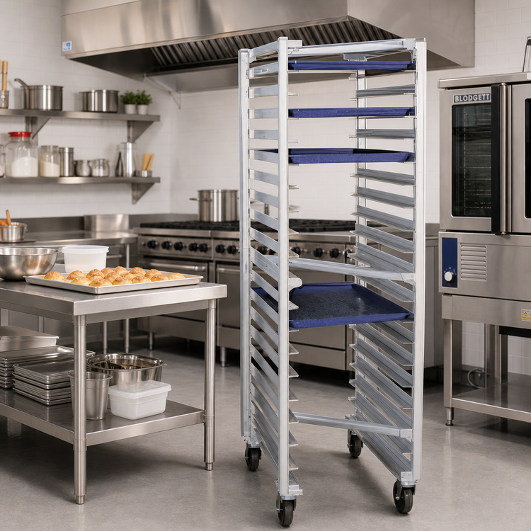 Product image #2 for Panco Z-Type Mobile Full-Height Open-Side Sheet Pan Nesting Rack, 30-Pan, Aluminum