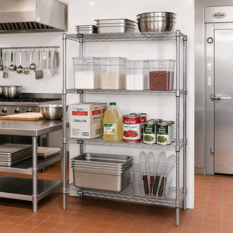 Product image #2 for Quantum 54W x 21D x 54H Chrome-Plated Wire Shelving Starter Kit with 4 Shelves