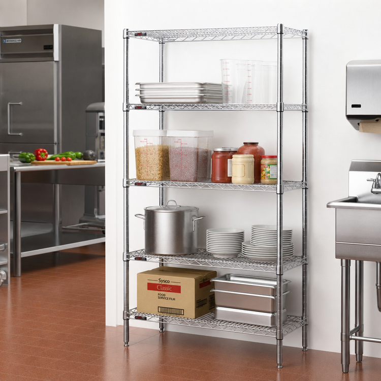 Product image #2 for Eagle Group 4-Tier Starter Wire Shelving Unit, 36 Inches W x 18 Inches D x 63 Inches H, Stainless Steel Finish