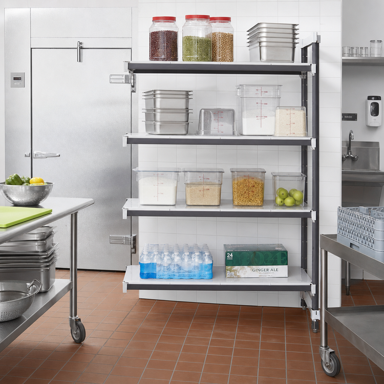 Product image #2 for Cambro Camshelving Elements XTRA 21 x 48 x 84 Inch 5-Tier Solid Stationary Add-On Polymer Shelving Unit