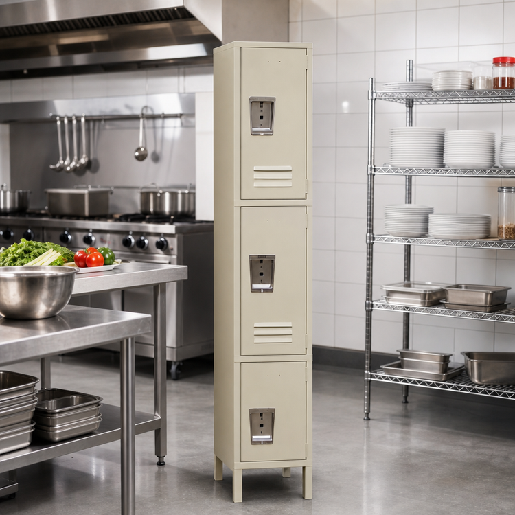Product image #2 for 3-Tier Single-Column Floor Locker, 12"W x 18"D x 78"H, Painted Steel