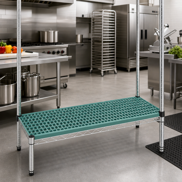 Product image #2 for Eagle Group QuadPlus 48 Inch x 18 Inch Vented Polymer Shelf Mat with Wire Frame