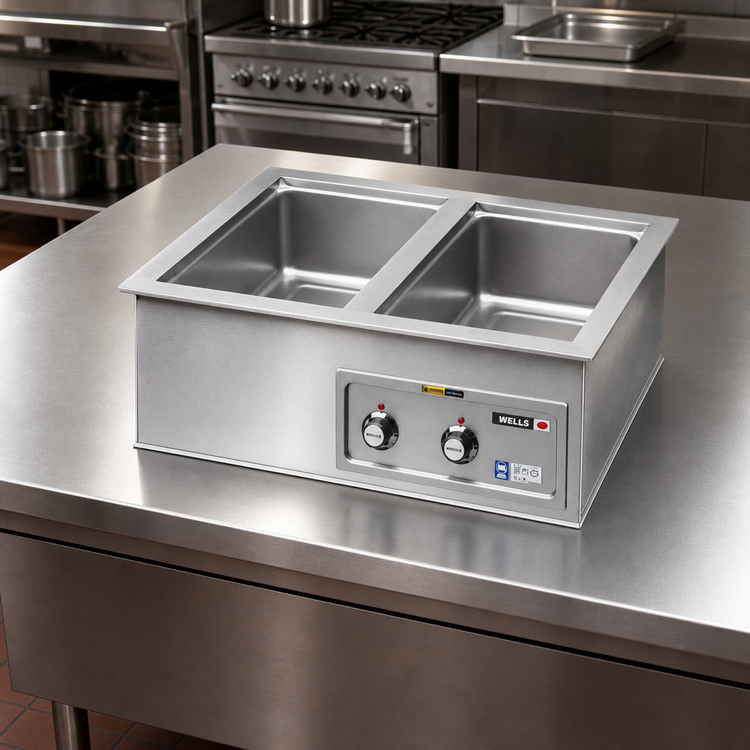 Product image #2 for Wells MOD-200T Top-Mount Built-In Electric Hot Well Food Warmer with 2 Full-Size Openings, Wet/Dry Operation