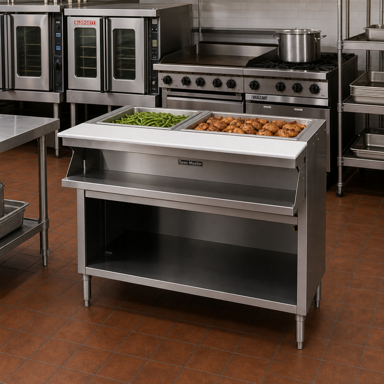 Product image #2 for Spec-Master Sealed Well Electric Hot Food Table with Open Front, 2 Wells, 33-Inch, 208V/3-Phase
