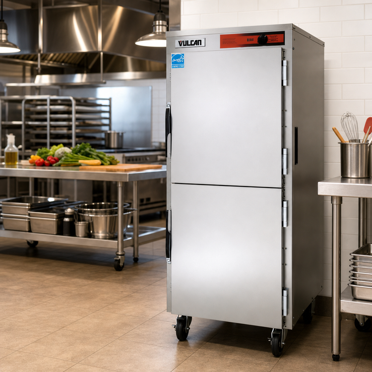 Product image #2 for Vulcan Institutional Series Mobile Heated Holding/Transport Cabinet, 30 Full-Size Pan Capacity, Split Solid Doors