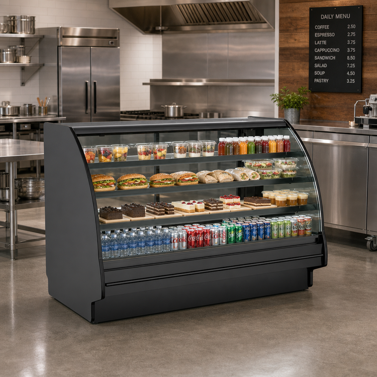 Product image #2 for Fusion Curved Glass Refrigerated Service Case with Remote DX Refrigeration, 148-1/2-Inch Wide