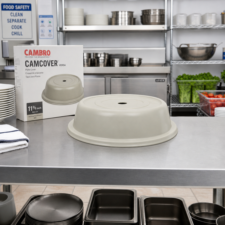 Product image #3 for Cambro Versa Camcover Round Fiberglass Plate Cover, 11-3/8-Inch Inside Diameter, Antique Parchment