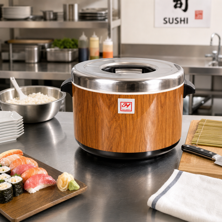 Product image #2 for Thunder Group Insulated Sushi Rice Container, 40-Cup, Woodgrain Finish, Non-Electric