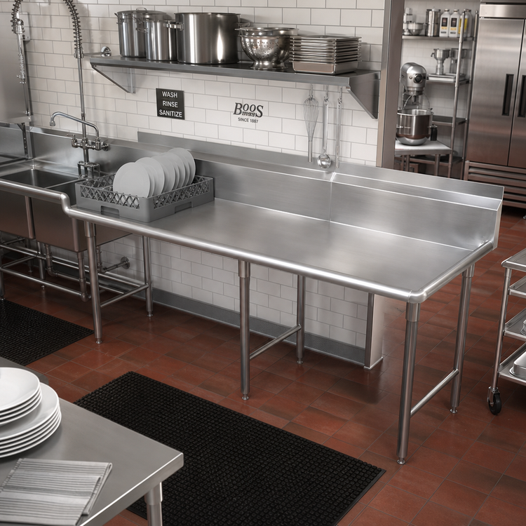Product image #2 for John Boos Pro-Bowl 132-Inch Straight Clean Dishtable, Left-to-Right, 16-Gauge 300 Series Stainless Steel